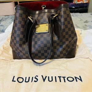 Louis Vuitton Brown and Red Checkered Tote